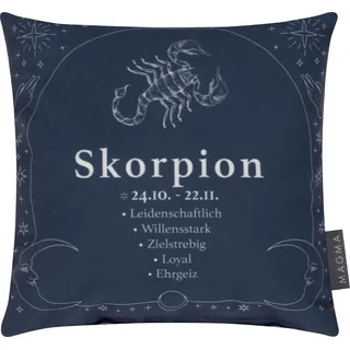 Magma Heimtex Dekokissen Sternzeichen Minikissen 25x25 Eigenschaften Geschenk Tierkreiszeichen, beidseitig bedruckt, Sternzeichen, Tierkreiszeichen, Eigenschaften blau