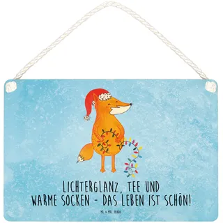 Mr. & Mrs. Panda Wandbild Holz Fuchs Weihnachten DIN A6 - Geschenk, kleine aufmerksamkeit, Winter, Türschild, Schild, Deko, Weihnachtszeit, Heiligabend, holzbild, Holzschild, Weihnachtsmann