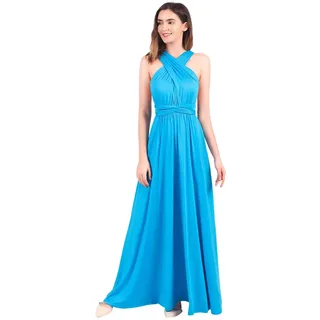 FYMNSI Damen Multiway Lange Abendkleid Hochzeit Brautjungfernkleid Bodenlang Partykleid Cocktailkleid Cabrio Wickelkleid V-Ausschnitt Festlich Kleid Rückenfrei Neckholder Maxikleid Sommer Strandkleid - XS