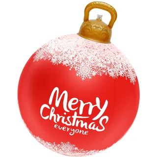 HuhWafee Weihnachten Aufblasbar Ball,70CM Weihnachtskugeln Outdoor Aufblasbar,Aufblasbar Weihnachtskugel,Geeignet für Weihnachtsdekoration, Heimdekoration und Gartendekoration Im Freien (Schnee)