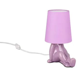 Reality Leuchten LED Nachttischlampe Keramik-Fuß mit Stoffschirm, Höhe 24,5cm, Leuchtmittel dimmbar, LED wechselbar, Warmweiß, klein-e ausgefallen-e Designer Tischlampe mit E14 Leuchtmittel lila