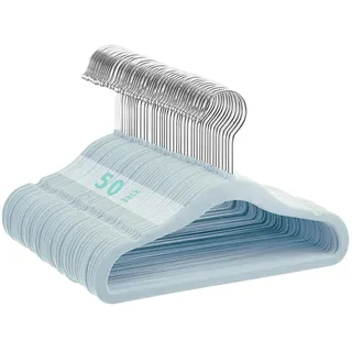 MangoKit 50 Stück Baby Kleiderbügel, Samt, Platzsparend, rutschfest (Blau) | 28cm Kinder Kleiderbügel aus Samt, Ultra-schlanke, platzsparende , 360 Grad drehbarer Haken, robuste und langlebige
