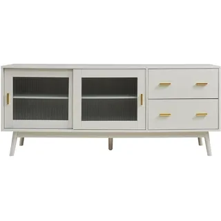 [en.casa] Susa TV-Lowboard 160x40x65 cm Beige Glas/Holz/MDF