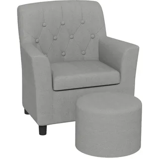 aiyaplay Kindersessel Kindersofa mit Fußhocker Kindercouch 1,5-3 Jahre Kindermöbel Kinderzimmer Leinentoptik Eukalyptusholz Grau 45 x 43 x 50,5 cm