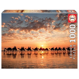 Educa - Puzzle 1000 Teile für Erwachsene | Kamele im Sonnenuntergang, 1000 Teile Puzzle für Erwachsene und Kinder ab 14 Jahren, Landschaft, Wüste, Strand (18492)