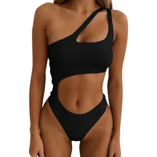 Damen Badeanzug 2-Teilig Neon Rave Outfit Sexy Niedrig Geschnitten mit Y2K Langarm Crop Top Cover-up Bikini Clubwear