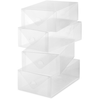 Whitmor Clear Vue Damen Schuhbox 4er Set, Kunststoff, weiß, 4