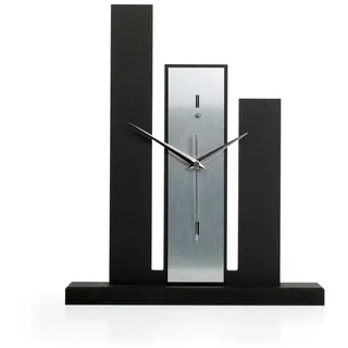 Kreative Feder Standuhr Standuhr „Stairs“ aus Holz schwarze Tisch-Uhr ohne Ticken, Tisch-Standuhr aus MDF in modernem Look mit exklusiver Applikation schwarz