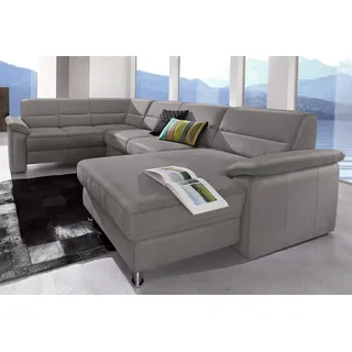 sit&more Wohnlandschaft Ascara U-Form, inklusive Boxspring/Federkern-Polsterung, wahlweise mit Schlaffunktion grau