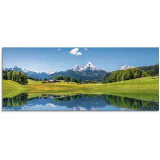 Glasbild ARTLAND "Landschaft in den Alpen", blau (farbe bild(er): blau), B:125cm H:50cm, Bilder, in verschiedenen Größen