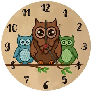 speecheese Wanduhr Eulen auf Ast Wanduhr aus MDF 26,5 cm