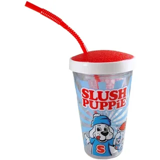 Fizz Creations SLUSH PUPPiE Slusheis Trinkbecher mit biegsamem Strohhalm, Kunststoff, Becher, Trinkbecher, 450 ml, Party & Freizeit