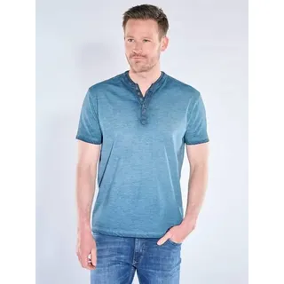engbers Herren Henley T-Shirt Blau regular uni Knopfleiste - 4XL