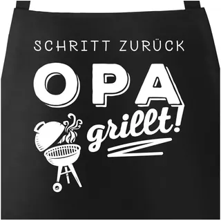 MoonWorks Grillschürze Grill-Schürze für Männer mit Spruch Schritt zurück [object Object] grillt Baumwoll-Schürze Küchenschürze Moonworks®, mit kreativem Aufdruck schwarz