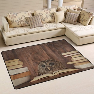 MNSRUU Teppich, Motiv: süße Eule, für das Lesen von Büchern, für Wohnzimmer, Schlafzimmer, Textil, Multi, 183cm x 122cm(6 x 4 feet)