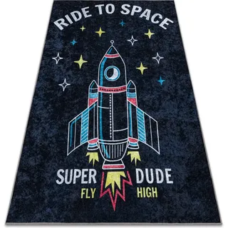 Junior 52069.801 Weltraum, Rakete Für Kinder Anti-rutsch - Schwarz Multicolour 200x290 Cm