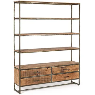 Bücherregal Elmer aus Akazienholz, skandinavischer Stil, 4 Schubladen, natur, 145x190 cm