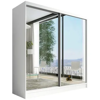 A&J MöbelLand Schwebetürenschrank Ivar 200 x 215 x 59,5 cm Weiß