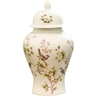 predolo Keramik-Lebglas-Vase mit Deckel, hohe Ornamente, dekoratives antikes chinesisches Porzellan, Tempelglas für Flur, Regal, Büro, Eingangsbereich, S