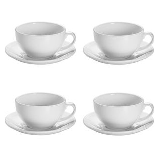MaxwellundWilliams Kaffeetassen Basics Cappuccino, Porzellan, 4 Tassen mit Untertassen 310ml 8-teilig