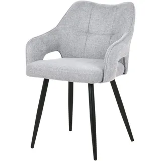 Livetastic Armlehnstuhl, Hellgrau, Holz, Metall, Textil, Pappel, Sperrholz, Rundrohr, 60.5x81.5x55.5 cm, Esszimmer, Stühle, Esszimmerstühle, Armlehnenstühle