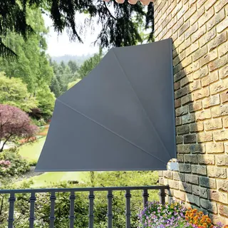 KTHLBRH Faltbarer Balkonfächer Grau 140×140 cm, Sichtschutz Zaun, Balkonmarkisen, Balkonsichtschutz - Privatsphäre und stilvolle Dekoration für Ihren Balkon