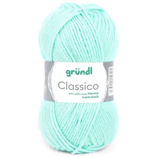 Gründl Wolle Classico zum stricken und häkeln, mit Merinowolle Häkelwolle, 120,00 m (50% Wolle (Merino Schurwolle), 50% Polyacryl, Strickgarn, Strickwolle, Handstrickgarn mit Anleitung zum download), klassisches Schurwollmischgarn für Nadelstärke 3,5 bis 4,5 mm grün