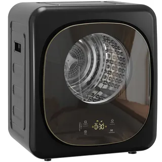 HOMCOM Mini Wäschetrockner mit 5 Programm 800 W 4 kg bis zu 60°C Schwarz | Freistehend, Wandmontierbar, Ablufttrockner, Smart-Sensor, Timer und Touch-Anzeige, Trockner für Kleidung