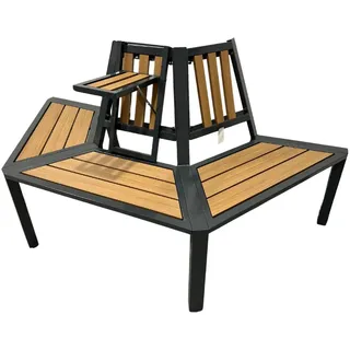 abc HOME | Gartenbank | Baumbank | halbrund | erweiterbar | WPC + Aluminium (1, Baumbank mit Tisch)