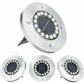 Solar-gartenleuchte, 4 Stück, 16 Leds, Für Den Außenbereich, Solarleuchte, Wasserdicht, Bodeneinbaustrahler, Edelstahl, Für Weg, Terrasse, Innenhof, Unterirdischer Gehweg, Rasen, Kaltweiß
