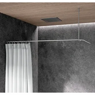 PHOS Design Duschvorhangstange L-Form DSE, Verschraubung, Edelstahl 110 cm