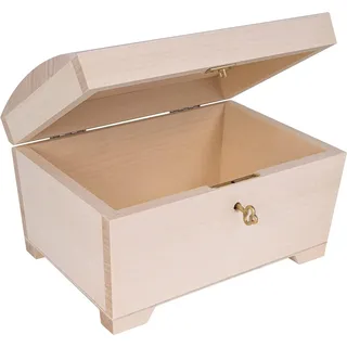 Creative Deco Holzkiste Schatztruhe mit Deckel, Schloss und Schlüssel, Abschließbare Holzbox für Gegenständen, Aufbewahrung und Dekoration