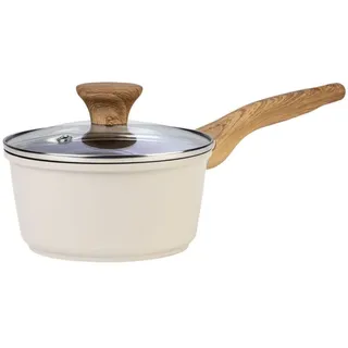 Ernesto Aluguss Stielkasserolle Kochtopf Ø 16 cm, beige, Holzgriff