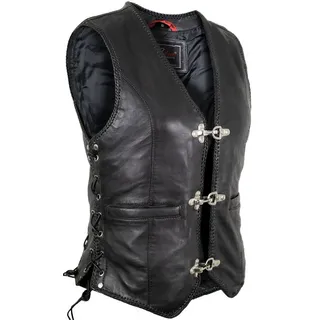 MDM Lederweste Damen Lederweste aus weichem Lamm Leder mit Schnallen 5XL