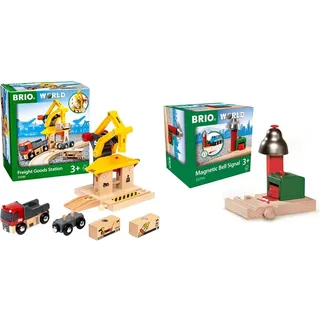 BRIO World Frachtverladestation & Magnetisches Glockensignal - Eisenbahnzubehör für die Holzeisenbahn - Ab 3 Jahren