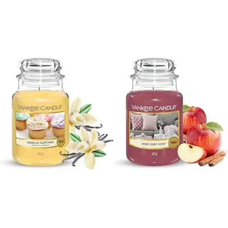 Yankee Candle Duftkerze im großen Jar, Vanilla Cupcake, Brenndauer bis zu 150 Stunden & Duftkerze | Home Sweet Home | Brenndauer bis zu 150 Stunden | Große Kerze im Glas