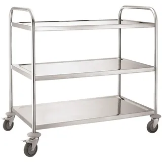 METRO PROFESSIONAL Servierwagen GST1003, Edelstahl, 85 x 52.6 x 94 cm, 3 Regalböden, Fachlast 50 kg