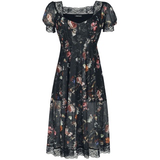 Jawbreaker - Gothic Kleid knielang - Night Garden Print Midi Dress - XS bis 4XL - für Damen - Größe L - multicolor - L