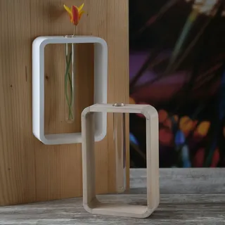 MARELIDA Deko Vase Reagenzglas Blumenvase Holzvase H: 18cm weiß
