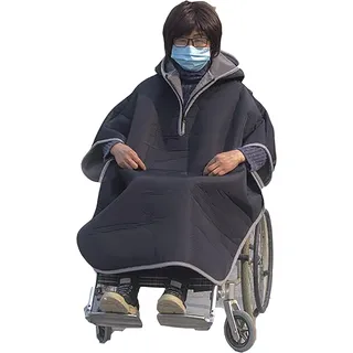 REHOOF Ganzkörper-Rollstuhldecke Für Erwachsene,Warme Rollstuhldecke Für Den Winter,Winddichter Rollstuhl-Umhang, Poncho Mit Kapuze Mit Fleece Gefütterte Reise-Thermodecke,Beindecke Rohlstuhlfahrer
