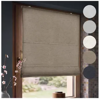Victoria M. Raffrollo Klemmfix Ivora Premium Raffrollo 160x175cm Creme Verdunkelnd, mit Klemmträger, ohne Bohren, freihängend, Ohne Bohren beige 160 cm x 175 cm
