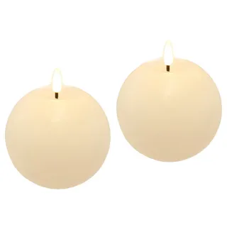 I.GE.A. LED-Kerze LED Echtwachskerze 2er Set, Mit Timer Flackernd Stumpenkerze Adventskerzen Adventskranz weiß