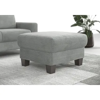 Polsterhocker OTTO HOME "Summer", silber, B:77cm H:48cm T:67cm, 100% Polyester, Hocker, Polsterhocker, inkl. Stauraum, Cord-Bezug, wengefarbene Holzfüße