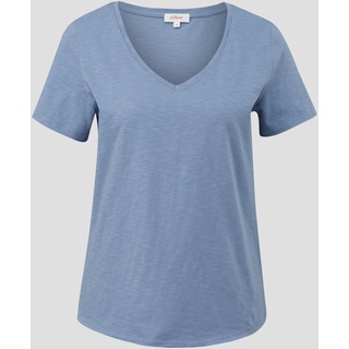 s.Oliver - T-Shirt mit V-Ausschnitt, Damen, blau, 46