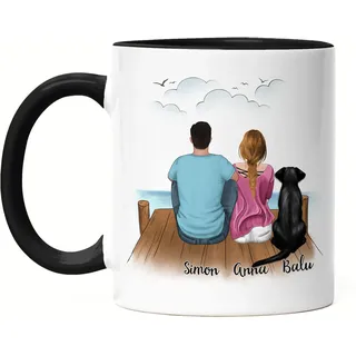 Kiddle-Design Pärchen mit Hunden Tasse Schwarz Personalisiert Hundebesitzer Geschenk Hundeliebhaber Paar Hund Dog Mom Dad Hundemama Hundepapa