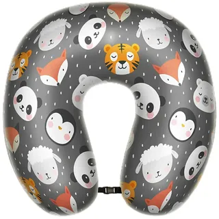 EVE Textile Reisekissen im Animalsdesign | 35x30x8 cm | Nackenkissen | Memory Foam | Autokissen | Flugzeugkissen | Bahnkissen | Travel Pillow | Ergonomisches Kissen | Gesundheitskissen
