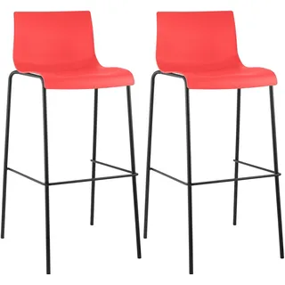 CLP 2er Set Barhocker 4-Fuß Gestell  rot/schwarz