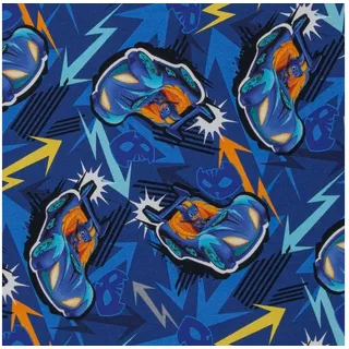 larissastoffe Stoff Lizenzstoff French Terry PJ Masks, Swafing Catboy Fahrzeuge blau, Meterware, 50 cm x 160 cm überbreit blau