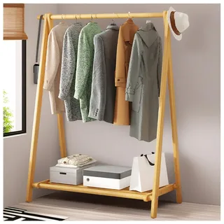 BEARQUN kleiderständer aus Holz - kleiderständer aus Massivholz mit Hutablage - Garderobenständer mit Haken - kleiderständer klappbar - bis 80 kg - für Flur, Wohnzimmer - 60/80/100/120CM