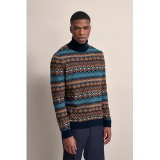 bugatti Rollkragenpullover mit Multicolor-Muster braun 3XL